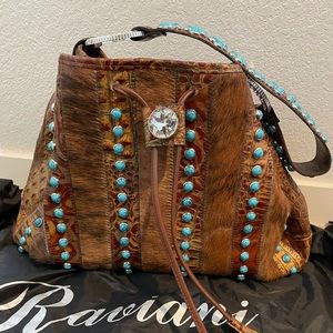 Raviani croc hobo bag with turquoise